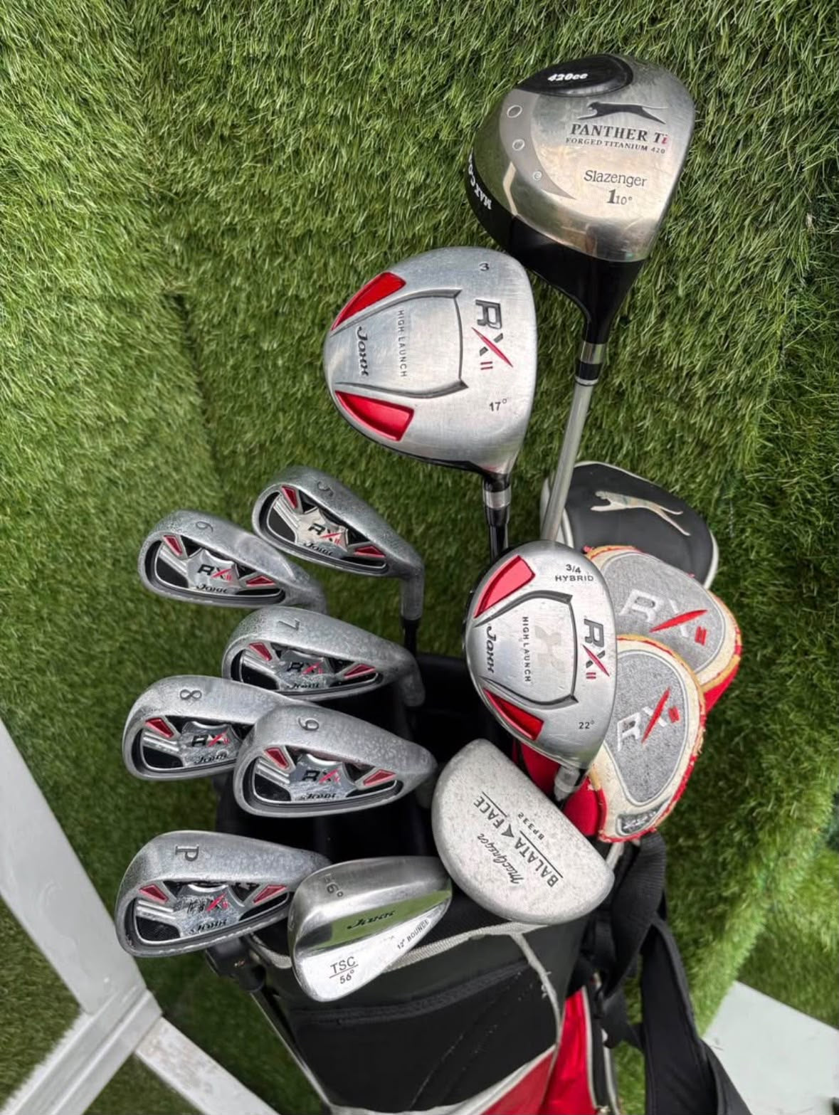 Jaxx RX II Complete Golf Set – Slazenger Panther Ti Driver, Woods, Hybrid, Wedge, Putter & Stand Bag