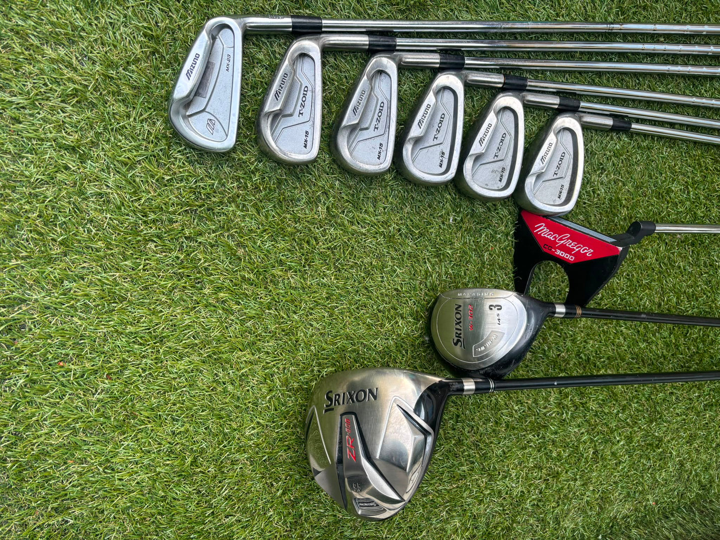 Mizuno T-Zoid / MX-23 Irons + Srixon ZR-800 Driver & W-302 3 Wood Golf Set
