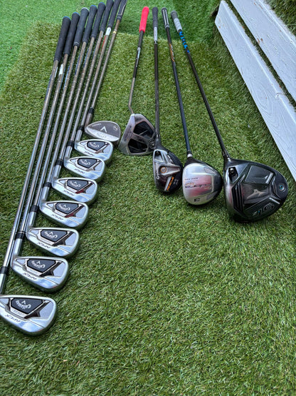 Callaway Apex DCB Irons, Mizuno Driver, Odyssey Lab Putter & TaylorMade Team Tour Cart Bag