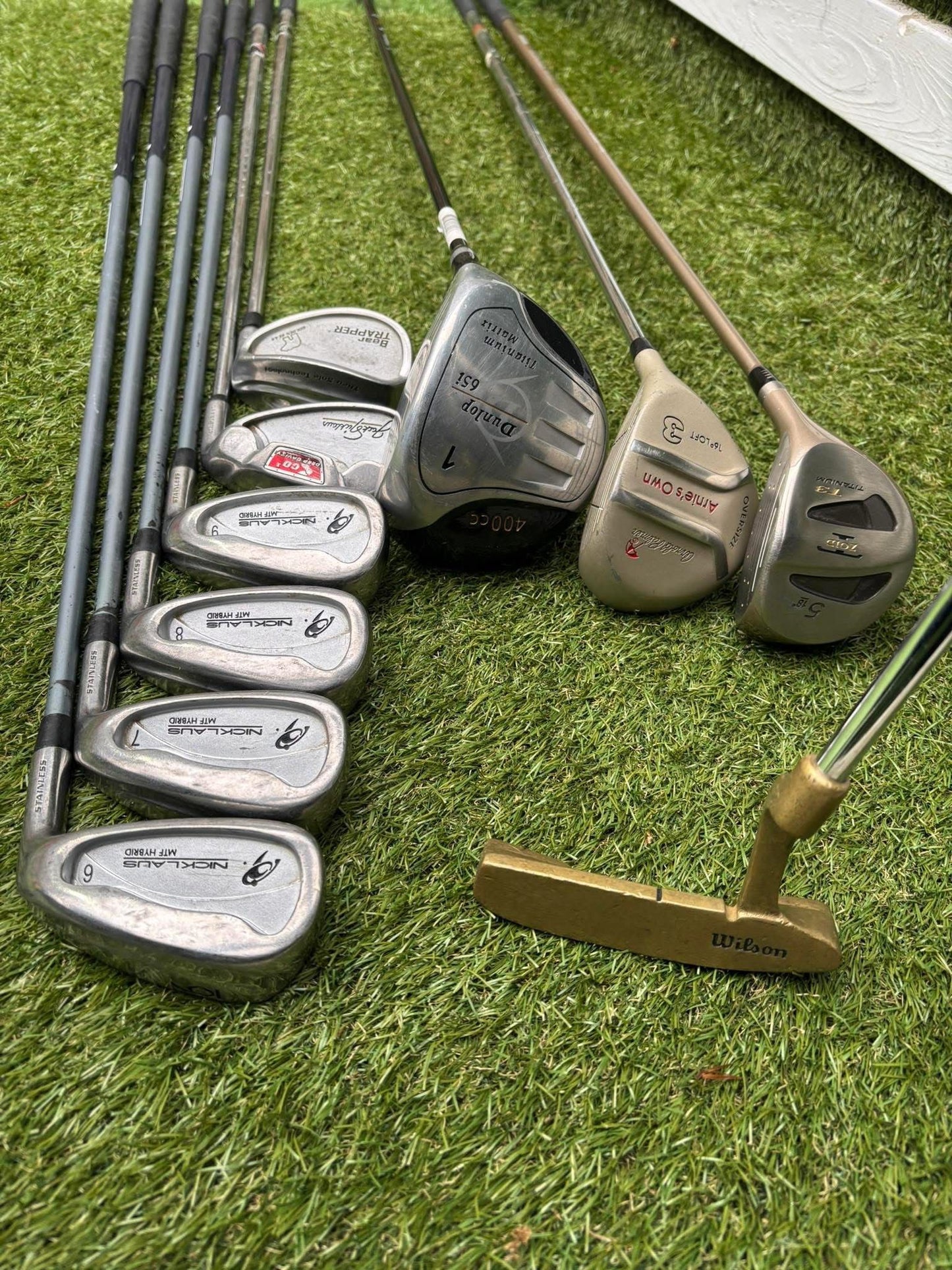 Jack Nicklaus Hybrid Irons + Dunlop / Arnold Palmer / Mizuno Woods + Golden Bear Wedge + Bag – 10 Club Set £164.00 Free Delivery