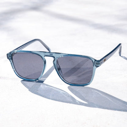 EMERSON Unisex Square Aviator Sunglasses in Denim Blue by WMP Eyewear
