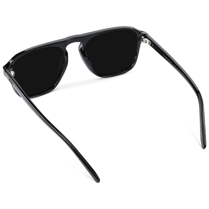 Lunettes de soleil aviateur carrées unisexes EMERSON en triple noir par WMP Eyewear