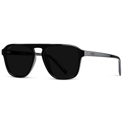 Lunettes de soleil aviateur carrées unisexes EMERSON en triple noir par WMP Eyewear