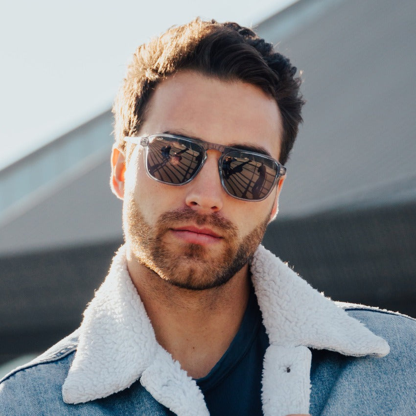 EMERSON Unisex Square Aviator Sunglasses in Denim Blue by WMP Eyewear