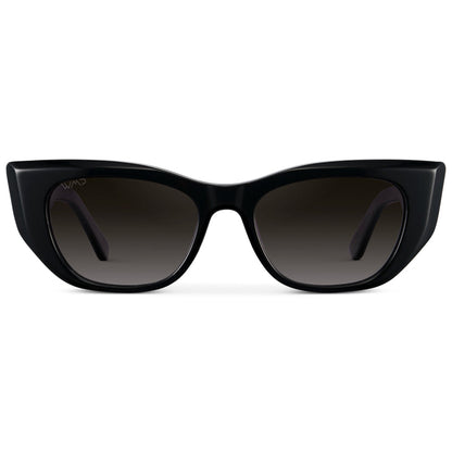 EVELYN Women's Retro Cat-Eye Sunglasses in Black by WMP Eyewear