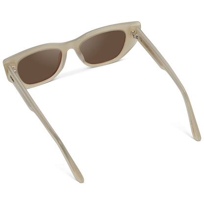 EVELYN Women's Retro Cat-Eye Sunglasses in Pearl Beige by WMP Eyewear
