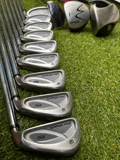 Wilson FatShaft Irons, Wilson Deep Red Driver, Wilson Deep Red 1 Wood, Benross MDX Tribe Putter & Cobra Cart Bag