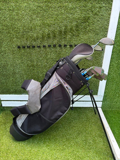 Ladies Yasuda SP-1800 Irons, Callaway Big Bertha Driver, Ping Rhapsody 7 Wood, Ben Sayers Hybrid & Stand Bag