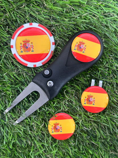 Flags of the World Plastic Pitchfork 3 Flag markers and poker chip