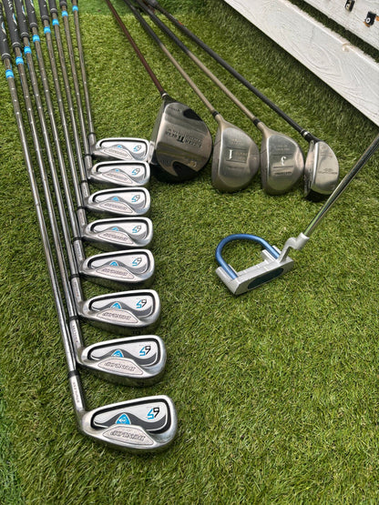 Dunlop 65i Irons + Gullwing Woods + Benross Hybrid + TaylorMade Cart Bag – 13-Club Golf Set