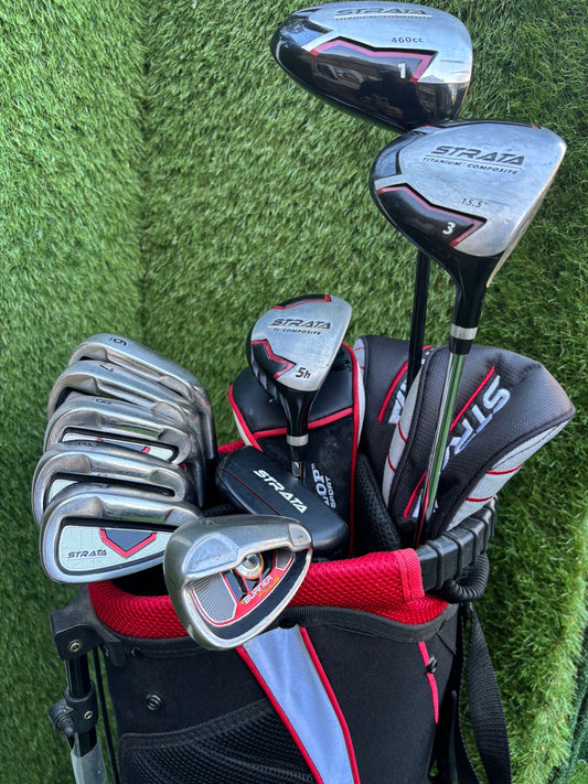 Strata Golf Set + Driver, 3 Wood, Hybrid & TaylorMade Burner Wedge Free Delivery