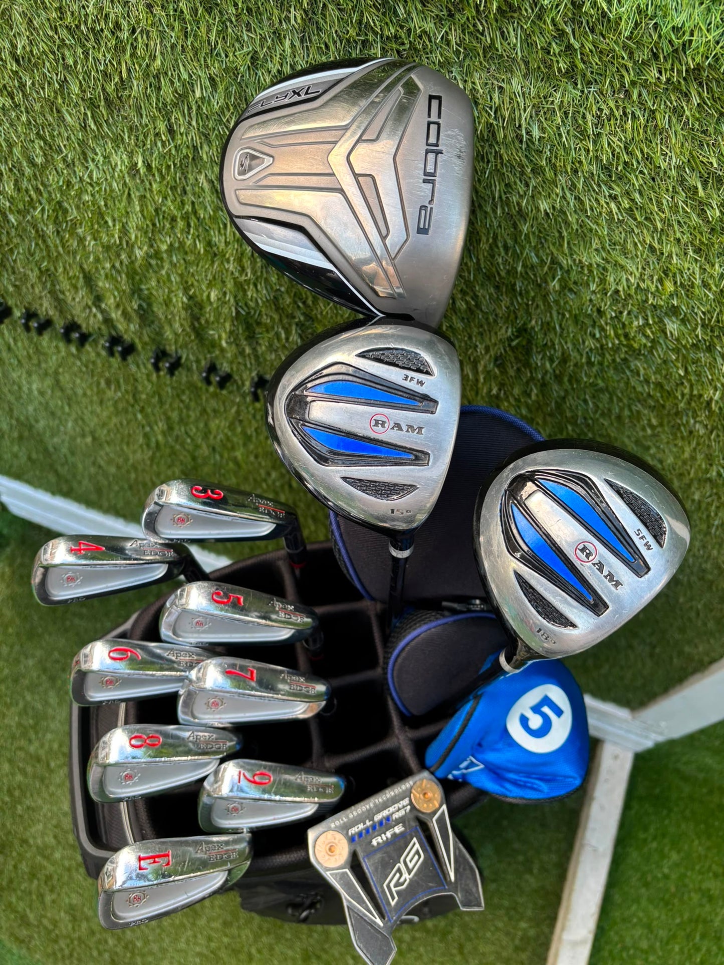 Ben Hogan Apex Edge Pro Forged Golf Set | Cobra FLY-XL Driver | Rife RG7 Putter | PING Traverse Cart Bag
