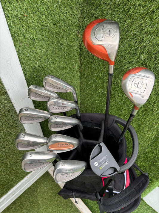 TaylorMade Burner SuperSteel Golf Set with Firesole Woods & New Stand Bag