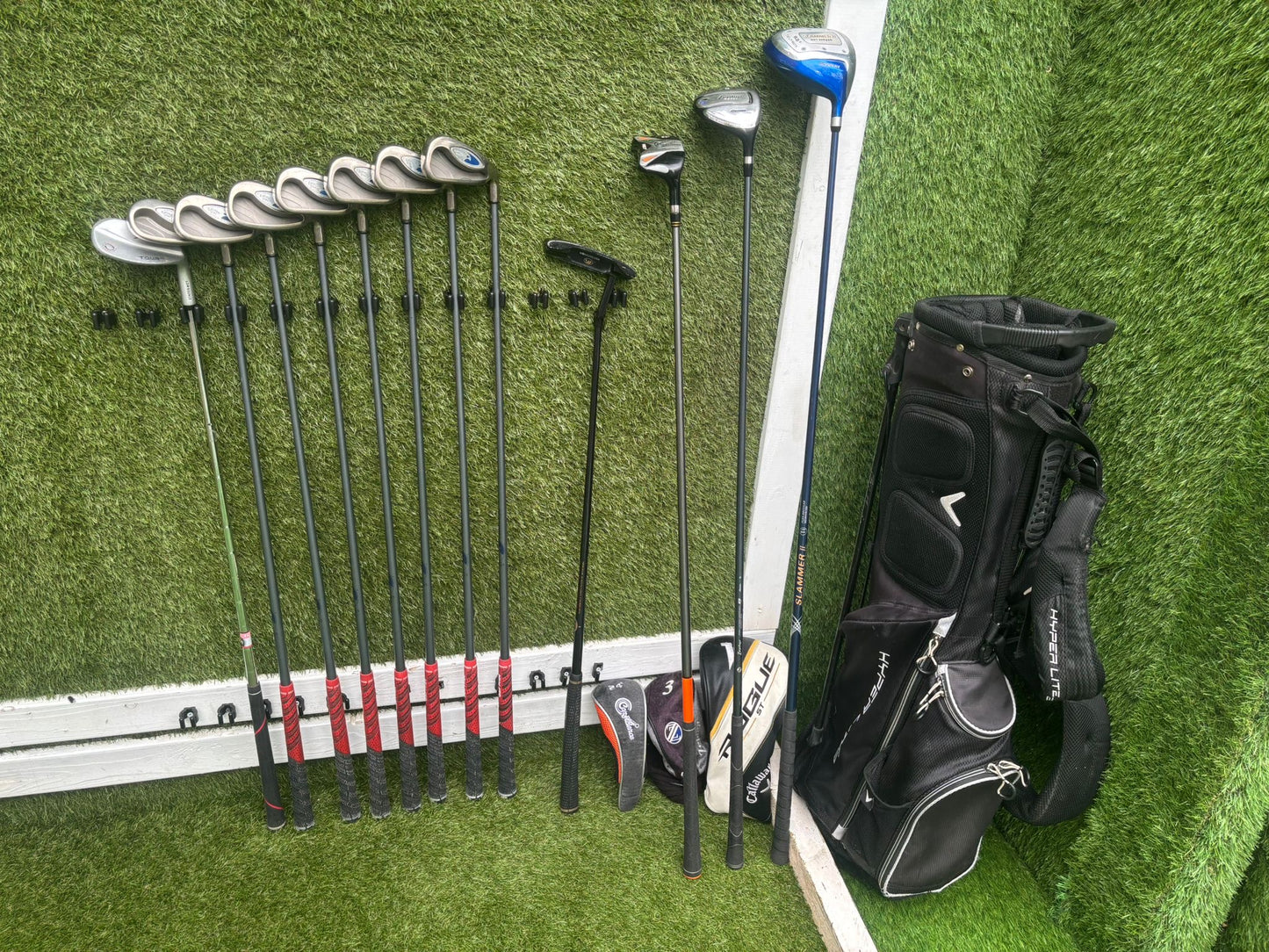 Callaway Tungsten Titanium Irons + Donnay Driver + Mizuno Fairway + Confidence Hybrid + Callaway Stand Bag (12 Clubs)