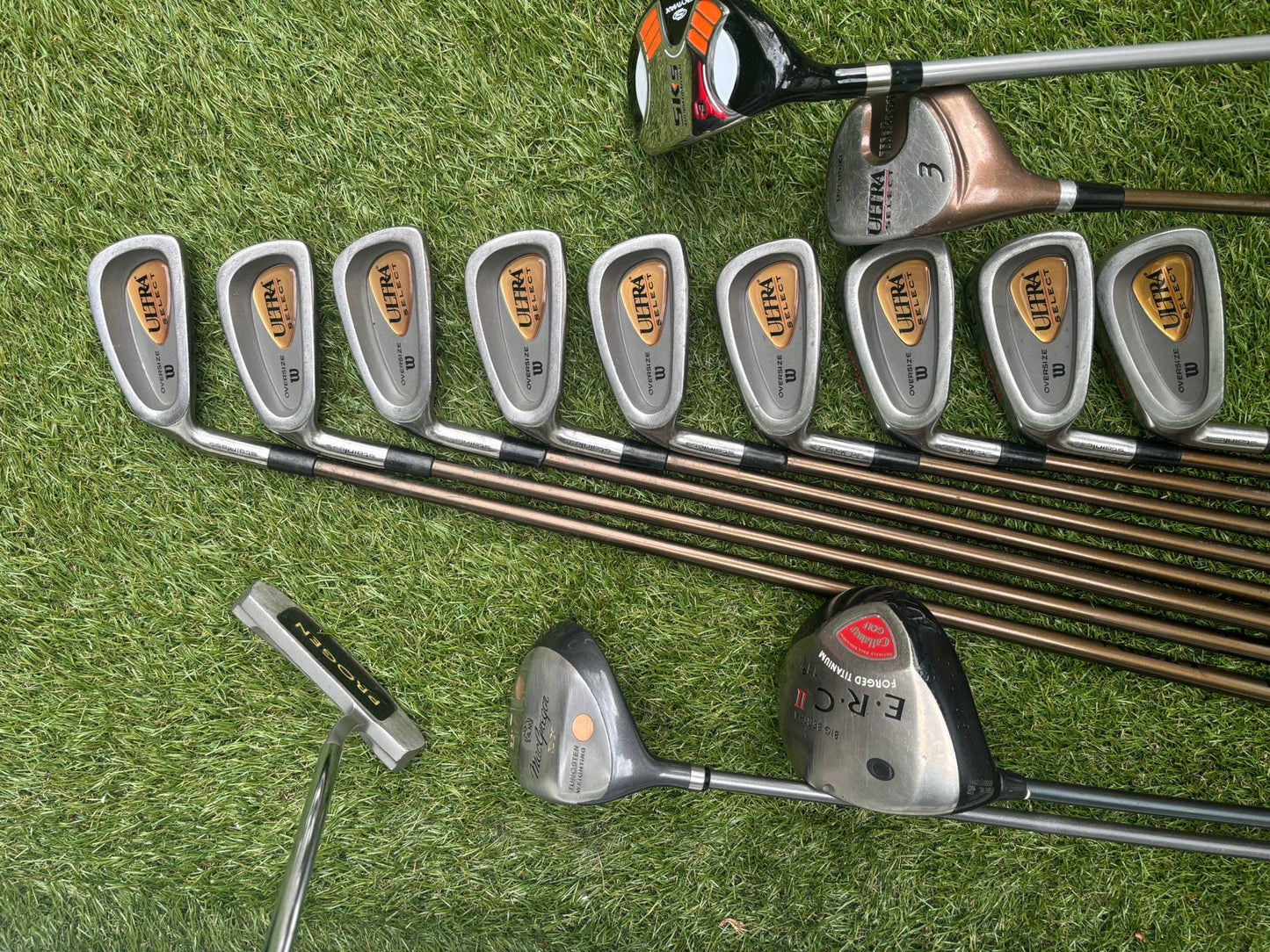 LEFT-HANDED Wilson Ultra Select Irons (3–SW) + Big Bertha Driver + Woods + Hybrid (14 Clubs)