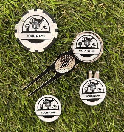 Personalise your combo golf set and poker chip with any name / nickname