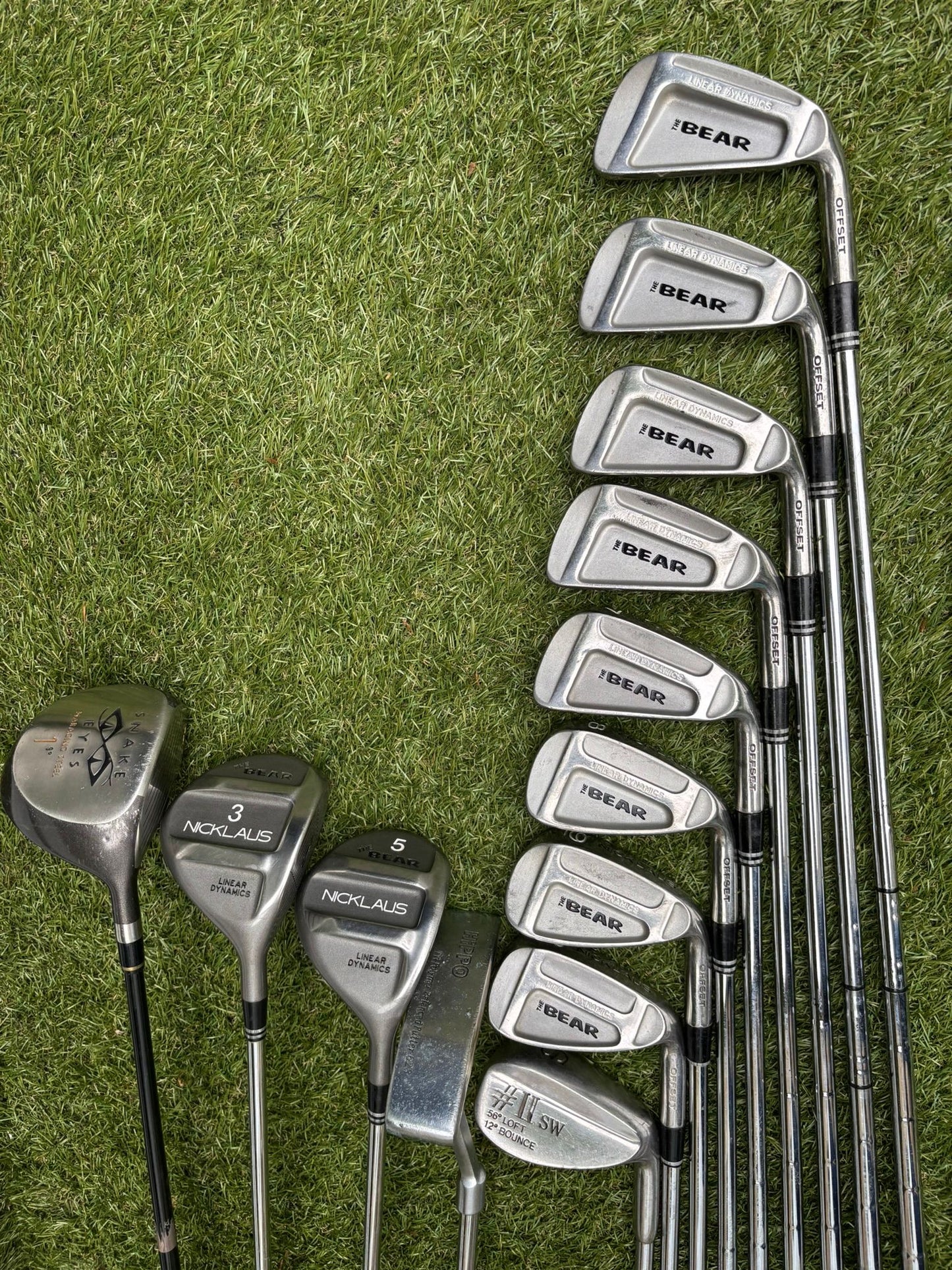 Nicklaus Linear Dynamics Golf Set with Snake Eyes Maraging Steel Driver, Matching Woods & Stand Bag
