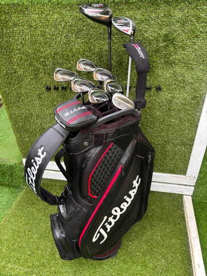 New Wilson Staff D7 Irons, Titleist Driver, Callaway Wood & Hybrid, New Wilson Infinite Putter Titleist Waterproof Cart Bag