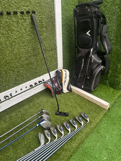 Callaway Tungsten Titanium Irons + Donnay Driver + Mizuno Fairway + Confidence Hybrid + Callaway Stand Bag (12 Clubs)