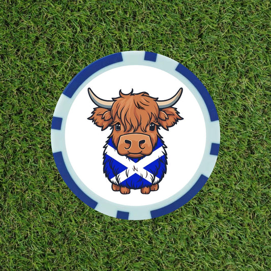 Highland Cow Scottish flag poker chip