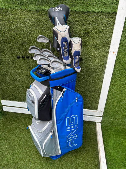 Ping Eye2+ Blue Dot Graphite Irons, Brand New Wilson D7 Driver, Ping G5 Woods & Ping Traverse Cart Bag