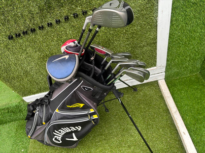 Nike Ignite Dymo² Driver, Spalding Cannon Irons (3–9, SW), TaylorMade Rescue & Rossa Putter | Callaway Stand Bag