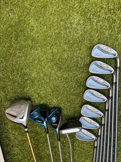 Cobra 3100 I/H Ladies Graphite Irons, Callaway Solaire Woods & RAM Force Cart Bag