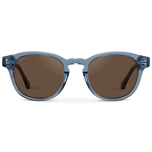 Lunettes de soleil unisexes polarisées FELIX Mid-Century bleu denim par WMP Eyewear UK