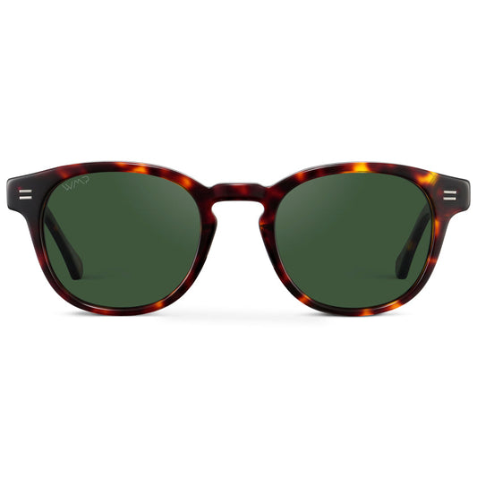 Lunettes de soleil unisexes polarisées FELIX Mid-Century en écaille ambrée par WMP Eyewear UK