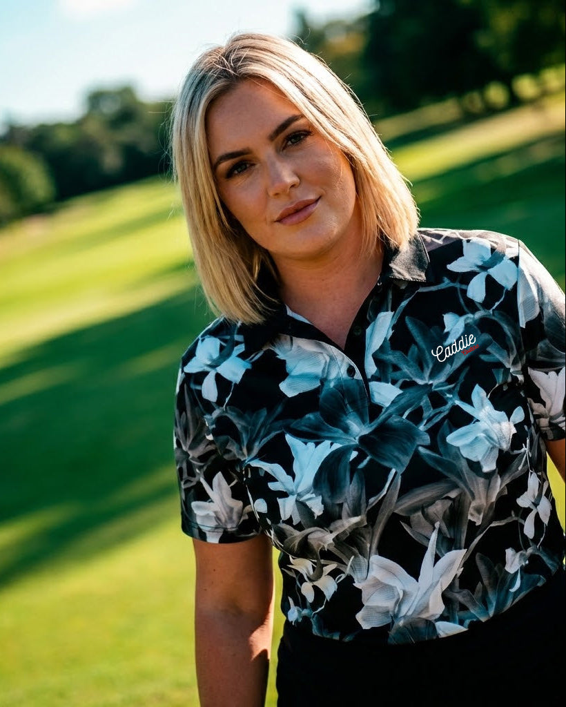 Women's 4-Way Stretch Floral Golf Polo, Moisture-Wicking