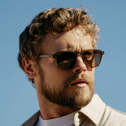 FRANCIS Men's Square Modern Retro Sunglasses in Crystal Verde by WMP Eyewear