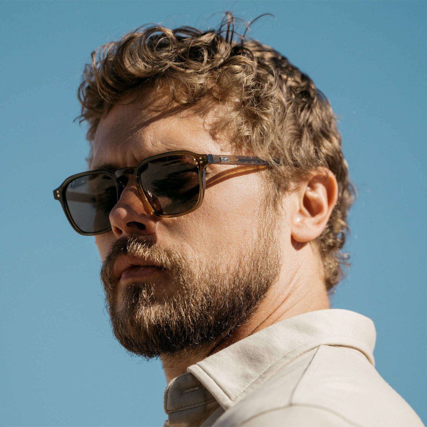 FRANCIS Men's Square Modern Retro Sunglasses in Crystal Verde by WMP Eyewear