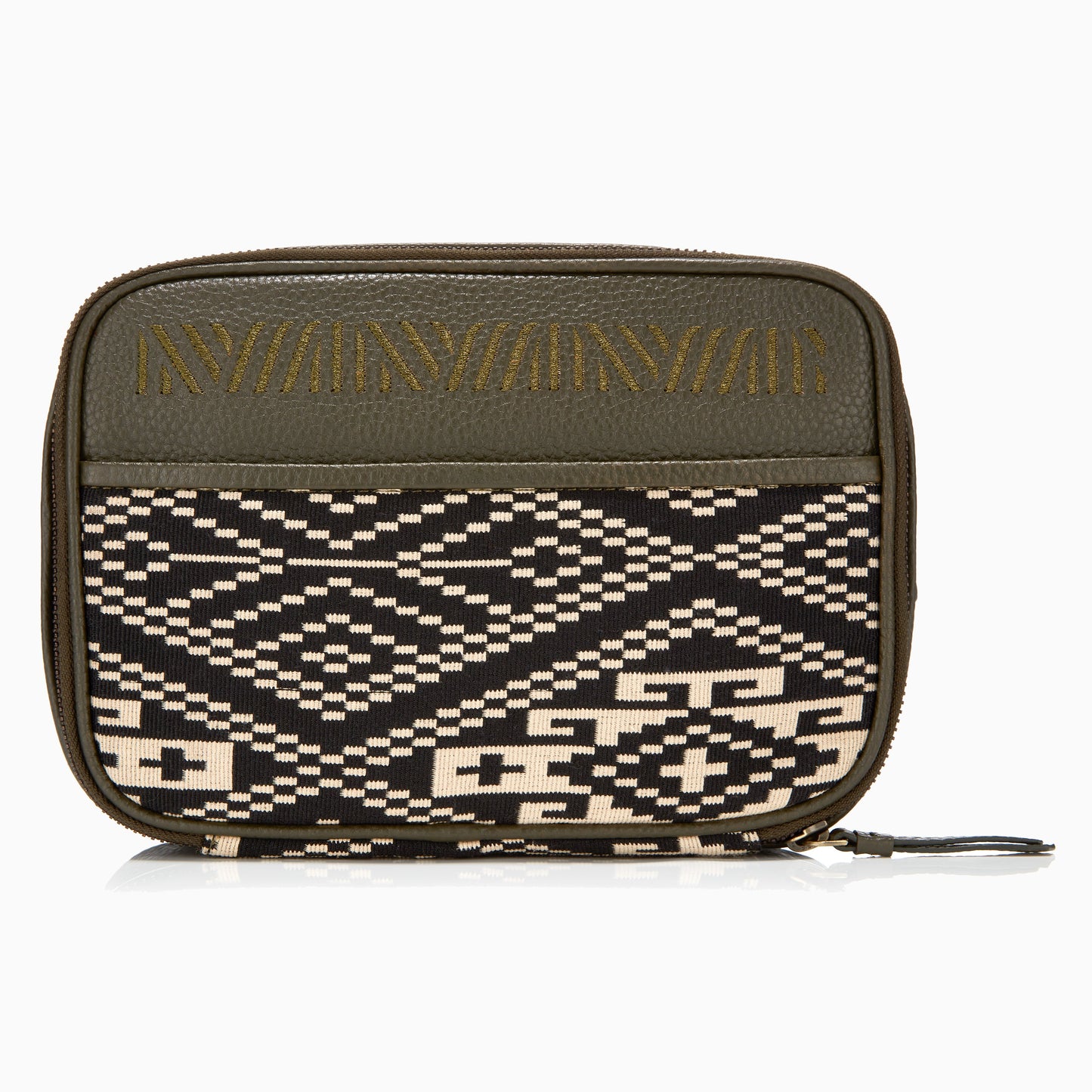 Gaucho Aztec Zip Around Toiletry Wash Bag, Black and Cream Canvas