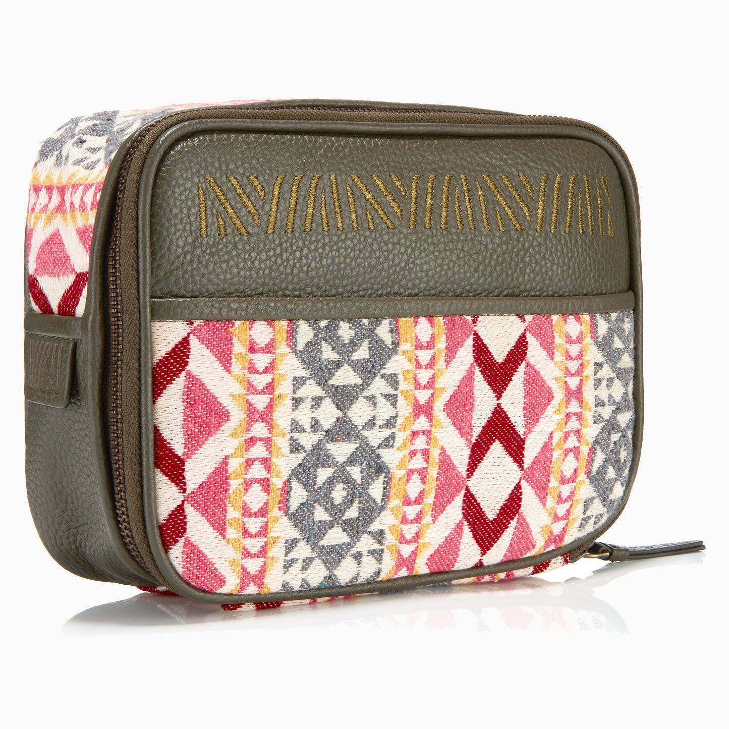 Gaucho Aztec Zip Around Toiletry Wash Bag, Green/ Multicolour Canvas