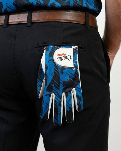 AAA Cabretta Leather Golf Glove Navy Black Geometric