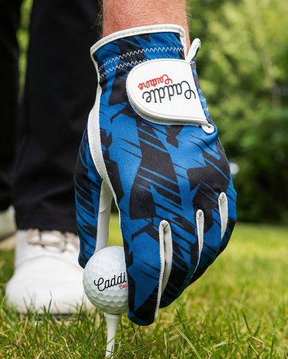 AAA Cabretta Leather Golf Glove Navy Black Geometric