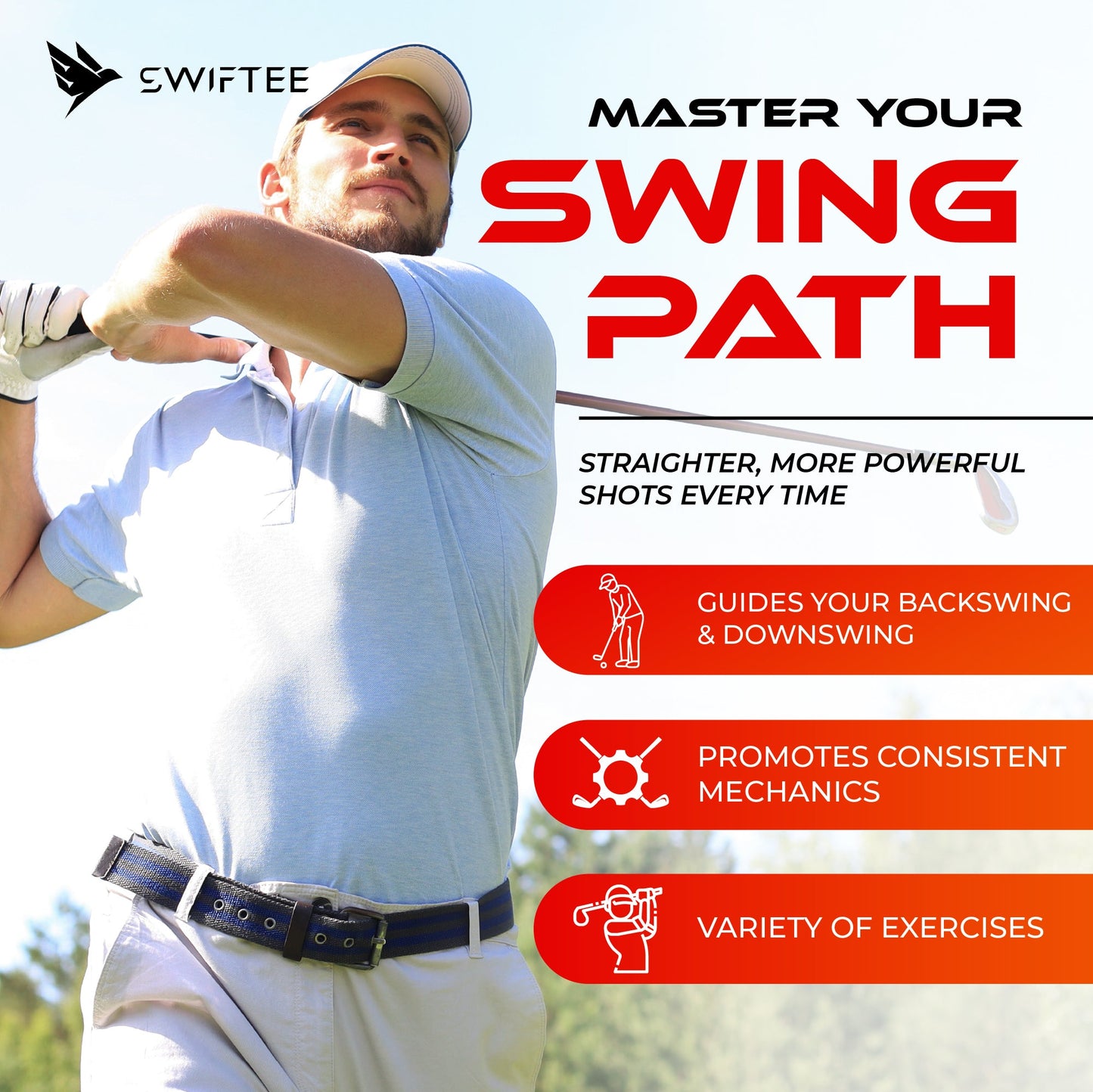SWIFTEE Golf Alignment Trainer, All Plane Training Aid, Adjustable Swing and Putter Alignment Tool