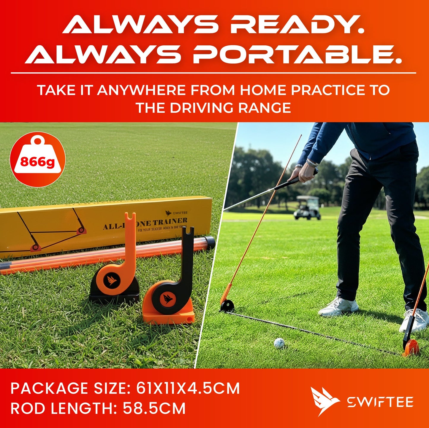 SWIFTEE Golf Alignment Trainer, All Plane Training Aid, Adjustable Swing and Putter Alignment Tool