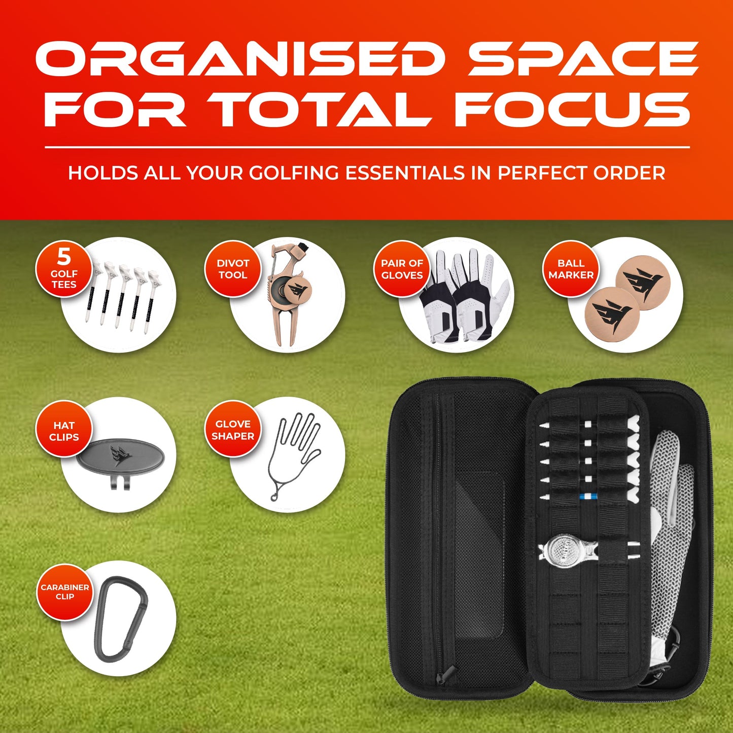 SWIFTEE Golf Glove Case Holder with Heavy-Duty Carabiner