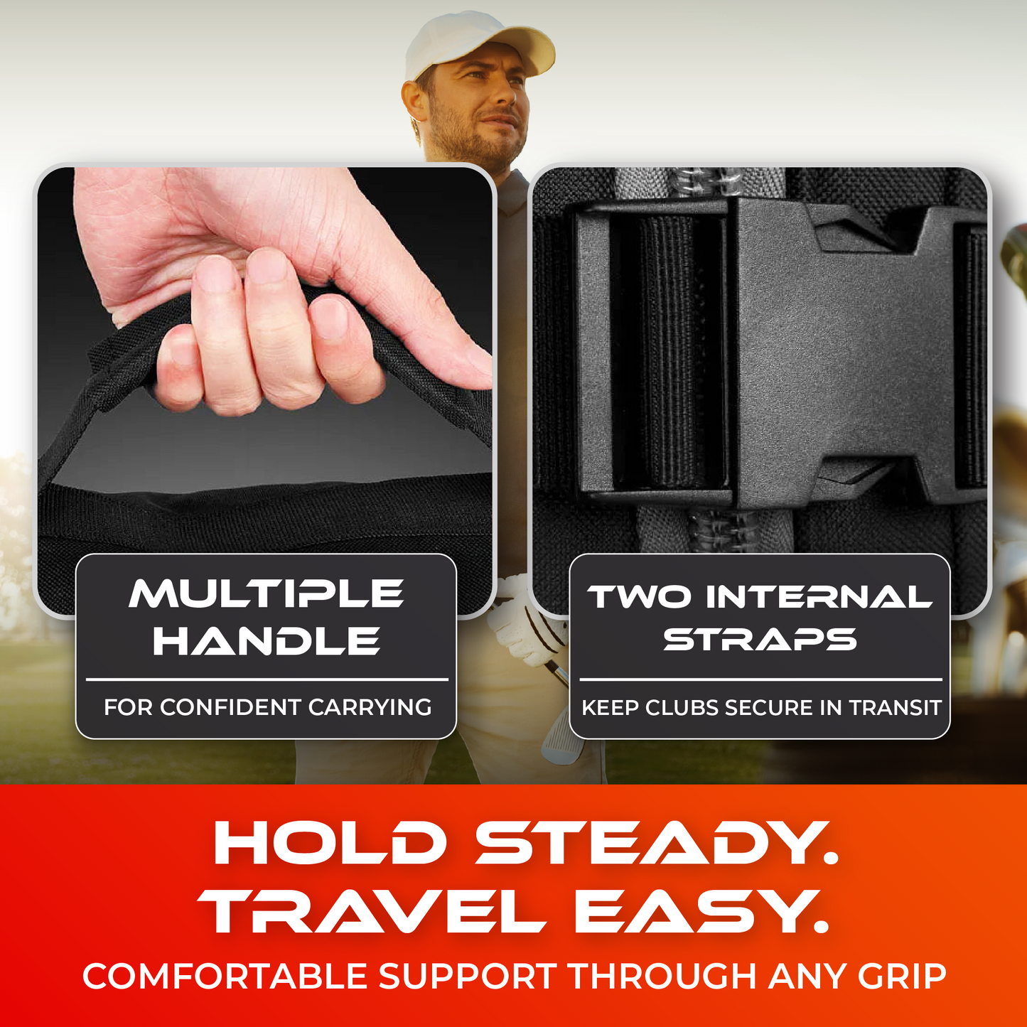 SWIFTEE Premium Golf Travel Bag with Hard Case Top & TSA Lock – 1680D Oxford, Oversized Wheels, Lightweight Airline Carrier for Maximum Club Protection