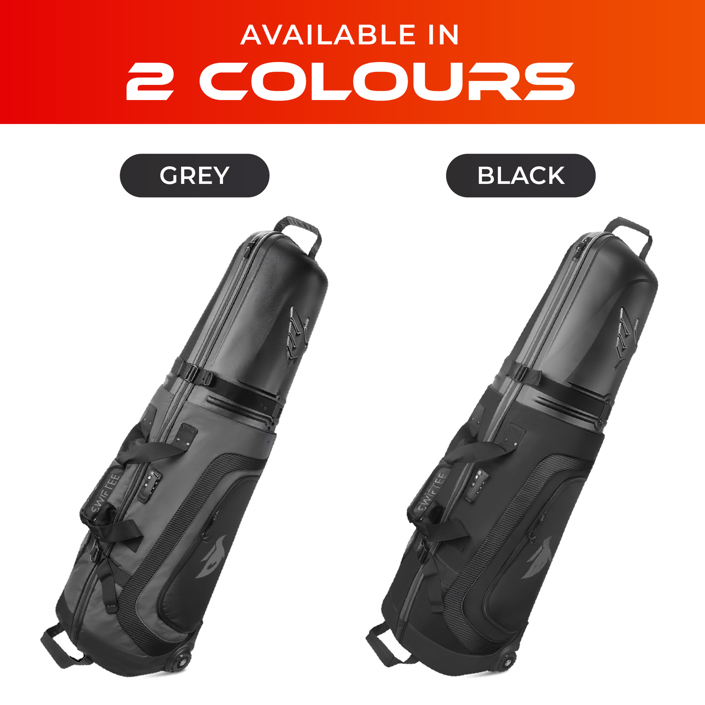 SWIFTEE Premium Golf Travel Bag with Hard Case Top & TSA Lock – 1680D Oxford, Oversized Wheels, Lightweight Airline Carrier for Maximum Club Protection