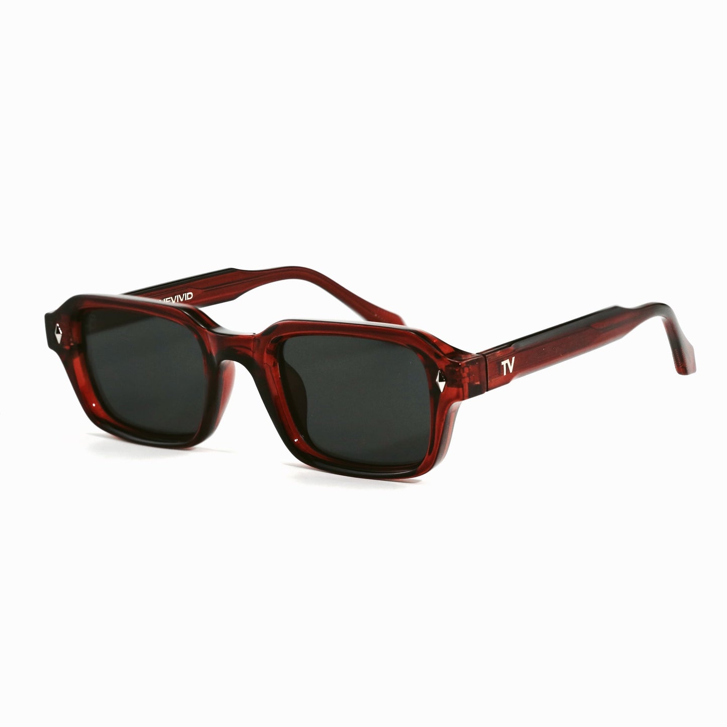 HAV Essentials Rectangular Sunglasses, Unisex, Oxblood, Black Lens by TrueVivid