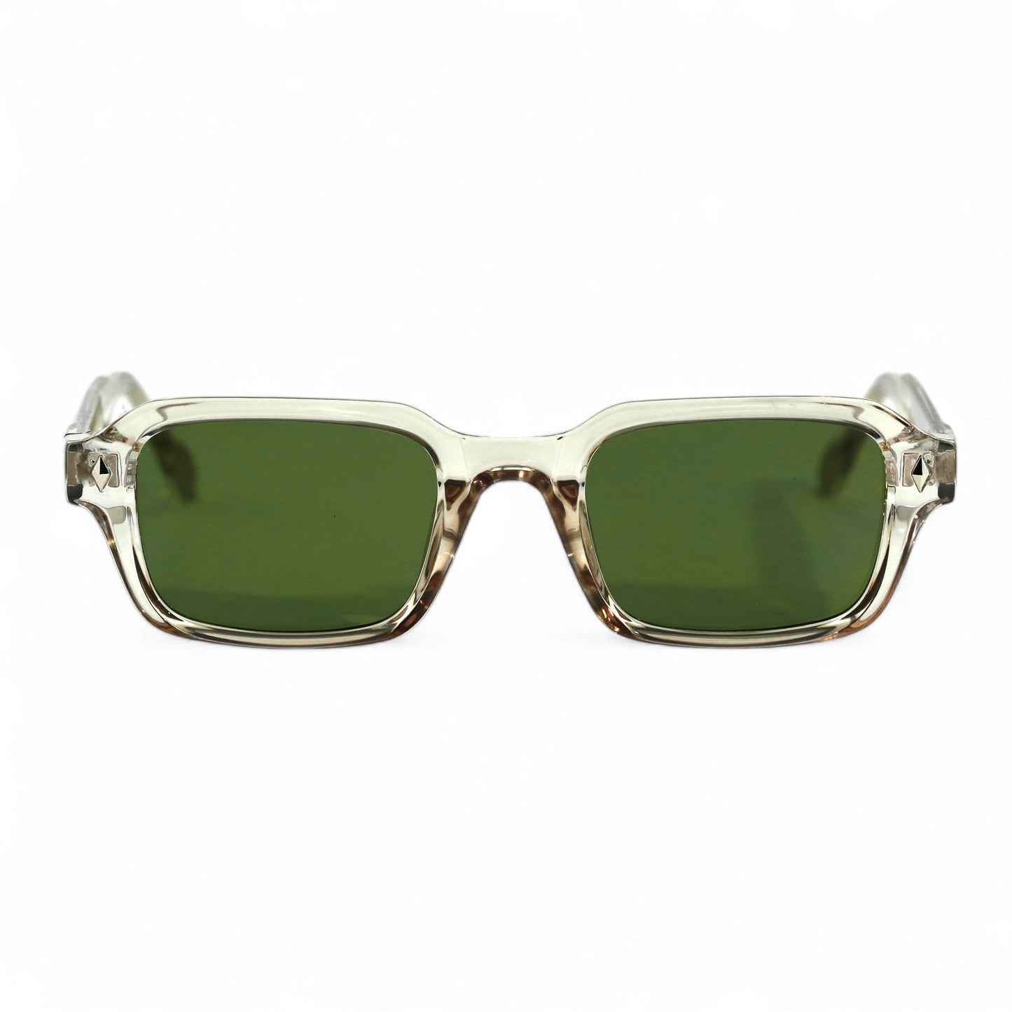 HAV Essentials Rectangular Sunglasses, Unisex, Champagne, Green Lens by TrueVivid