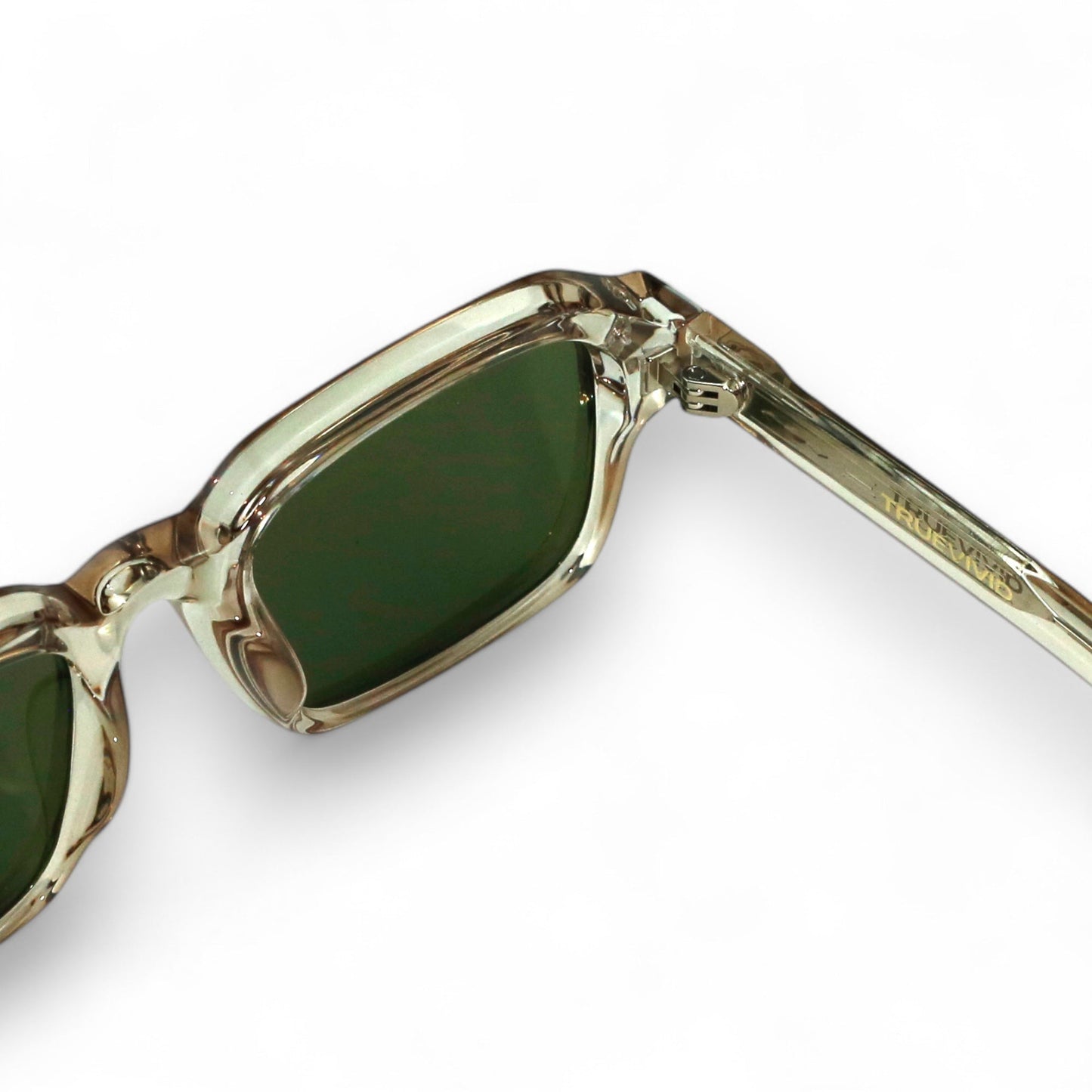 HAV Essentials Rectangular Sunglasses, Unisex, Champagne, Green Lens by TrueVivid