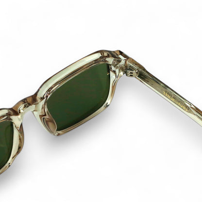 HAV Essentials Rectangular Sunglasses, Unisex, Champagne, Green Lens by TrueVivid