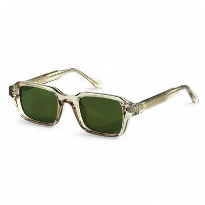 HAV Essentials Rectangular Sunglasses, Unisex, Champagne, Green Lens by TrueVivid