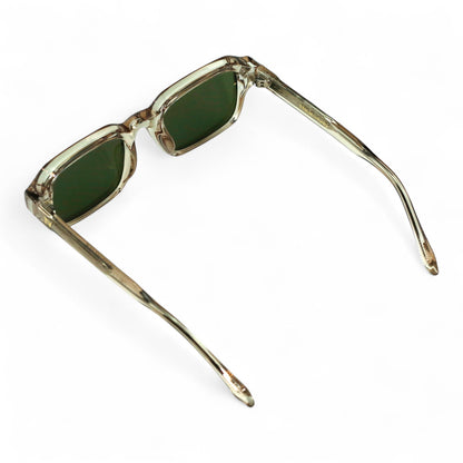 HAV Essentials Rectangular Sunglasses, Unisex, Champagne, Green Lens by TrueVivid