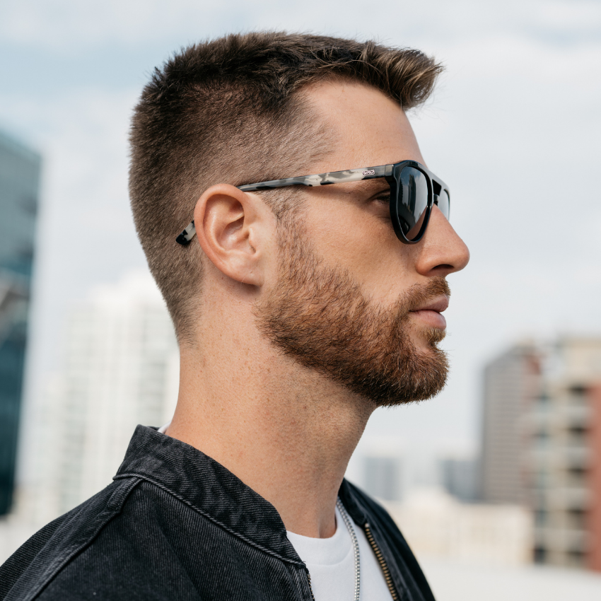 HUDSON Modern Men's Aviator Sunglasses in Black Beige Tort by WMP Eyewear