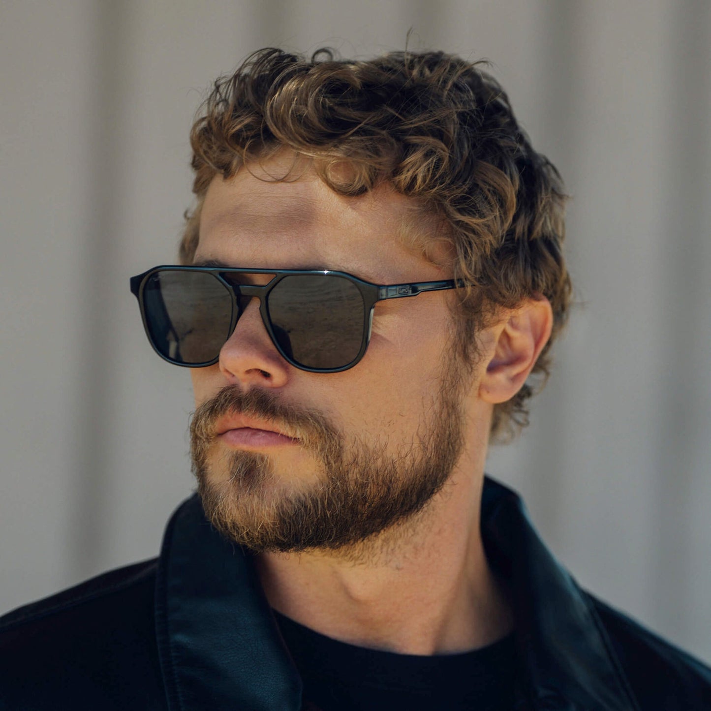HUNTER Men's Double Bridge Aviator Sunglasses in Triple Black by WMP Eyewear