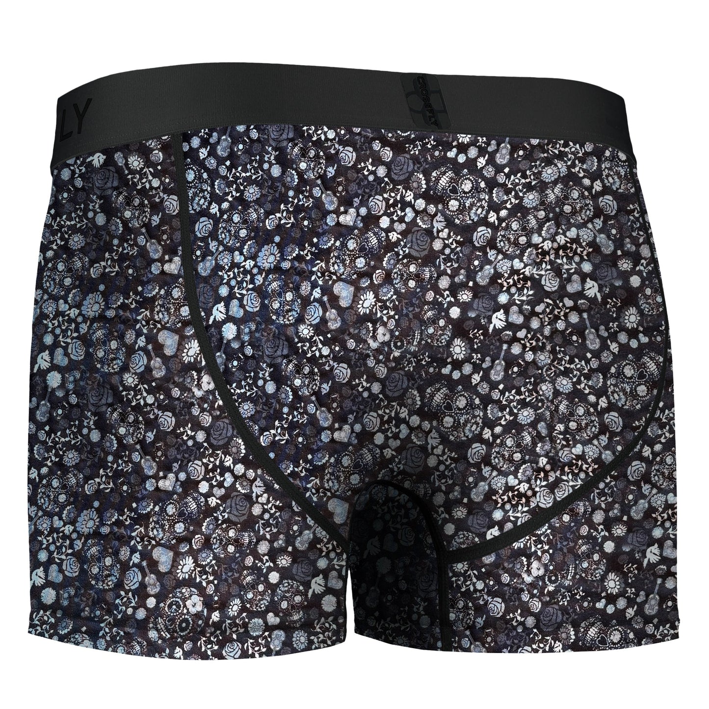 IKON Men's 3" Trunks - Skulls and Hearts Black